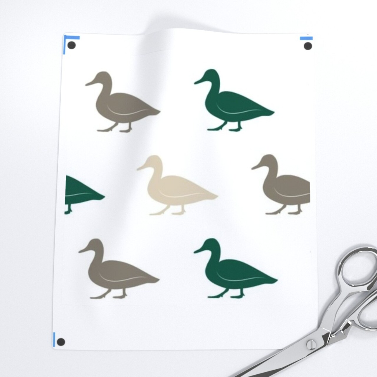 Multi Duck Wholecloth Cheater Quilt Top Coordinate Green Ducks Hunting Nursery Boy Beige Warm Gray Bird Animal Custom Printed Fabric by Spoonflower Various Fabrics by the Yard or Fat Quarter